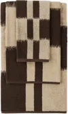 Autumn Sonata Brown & Off-white Karin Core Bath Set, 3 Pcs In Walnut & Ecru