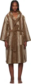 Autumn Sonata Brown Striped Bathrobe In Cocoa & Cream