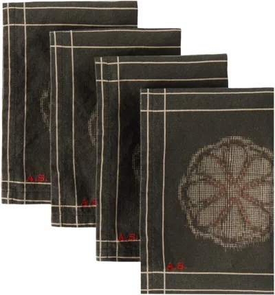 Autumn Sonata Four-pack Gray & Beige Eva Napkin Set In Graphite/beige