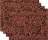 Autumn Sonata Four-pack Orange Marianne Placemats In Rust Orange/charcoal