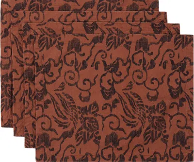 Autumn Sonata Four-pack Orange Marianne Placemats In Rust Orange/charcoal