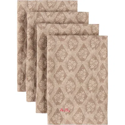 Autumn Sonata Four-pack Brown & Beige Katerina Napkins In Multi