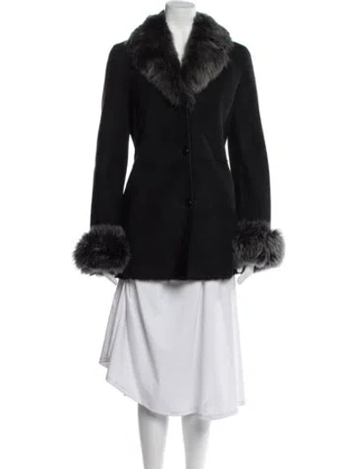 Pre-owned Autunno Shearling Faux Fur Jacket In Black