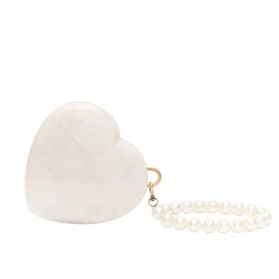 Auvre Lifestyle Women's The Duchess Heart Clutch - Pearl White