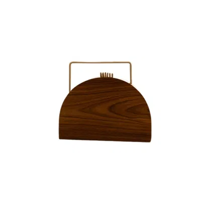 Auvre Lifestyle Women's Wooden Semi Circle Evening Clutch - Brown With Chain