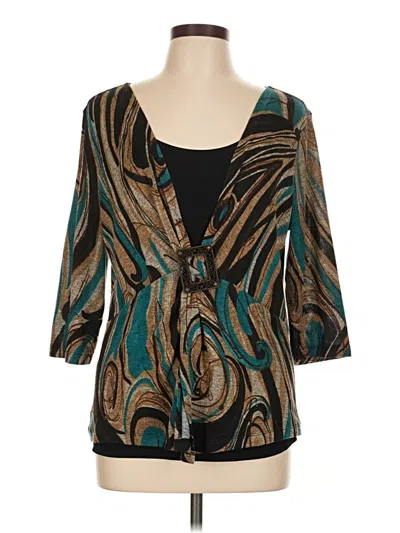 Pre-owned Auw 3/4 Sleeve Blouse In Blue