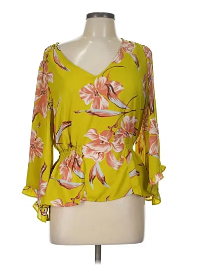 Pre-owned Auw 3/4 Sleeve Blouse In Yellow