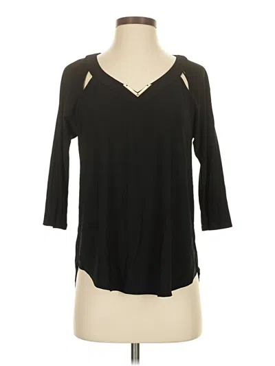Pre-owned Auw 3/4 Sleeve Top Black Cold Shoulder Neckline Tops