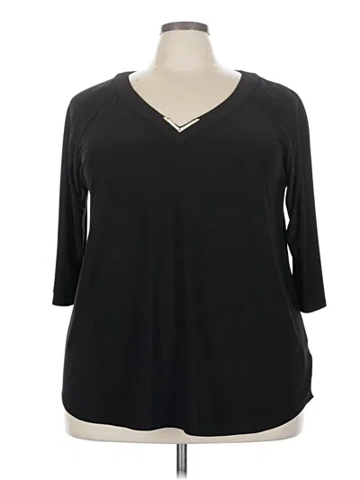 Pre-owned Auw 3/4 Sleeve Top Black V-neck Tops