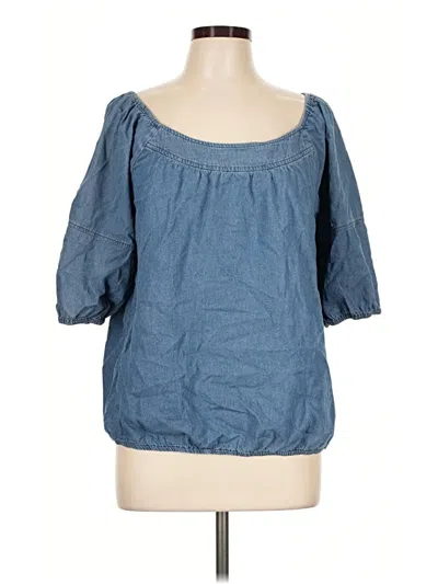 Pre-owned Auw 3/4 Sleeve Top Blue Boatneck Tops