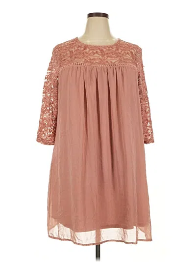 Pre-owned Auw 3/4 Sleeve Top Pink Cold Shoulder Neckline Tops