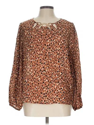 Auw Long Sleeve Blouse In Brown