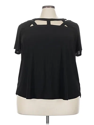 Pre-owned Auw Short Sleeve Top Black Keyhole Neckline Tops