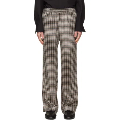 Av Vattev Beige & Brown Studded Boot-cut Track Pants In Check Black