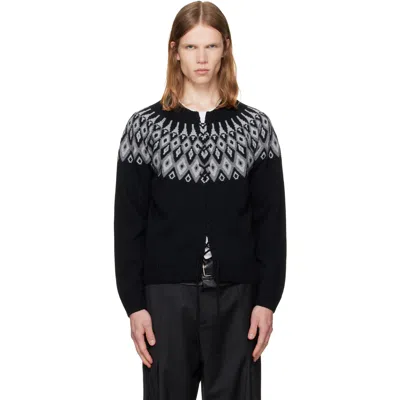 Av Vattev Black Fair Isle Viper Cardigan In Black, Dark, Classic