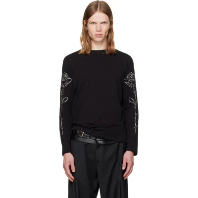 Av Vattev Black Studded Rose Long Sleeve T-shirt