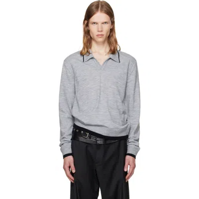 Av Vattev Gray High-neck Wool Polo In Classic Grey / Dark