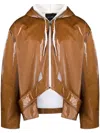 Av Vattev High-shine Zip-up Hooded Jacket In 褐色