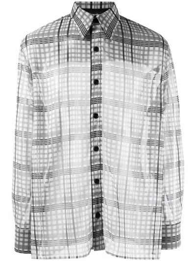 Av Vattev Semi-sheer Check-print Shirt In Grey