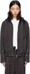Av Vattev Ssense Exclusive Brown Hooded Scarf Jacket In Blue