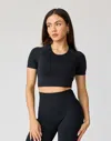 Ava Active Airlite Seamless Crop T-shirt In Black