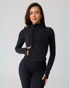Ava Active Hera Zip Up Crop Hoodie In Black