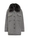 Ava Adore Houndstooth Coat With Collar In Black