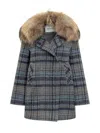 Ava Adore Plaid Coat With Collar In Blue