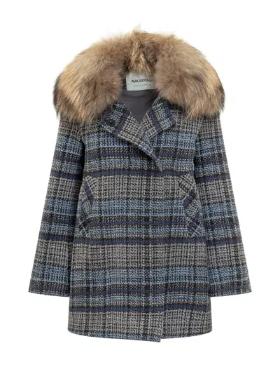 Ava Adore Plaid Coat With Collar In Blue