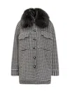 Ava Adore Chic Pied-de-poule Jacket With Stylish Collar In Black