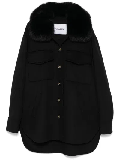 Ava Adore Faux Fur-collar Coat In Black