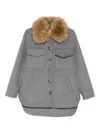 Ava Adore Faux-fur-collar Coat In Gray