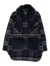 Ava Adore Faux-fur-trim Plaid Coat In Blue