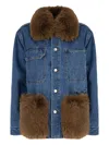 Ava Adore Faux-fur Trimmed Denim Jacket In Blue