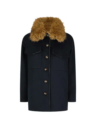 Ava Adore Faux-fur Collar Jacket In Black