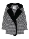 Ava Adore Houndstooth Faux Fur Coat In Multi