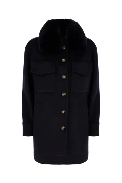 AVA ADORE NAVY BLUE WOOL AND POLYESTER COAT