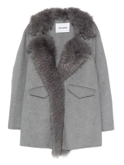 Ava Adore Pocket Long-sleeve Coat In Gray