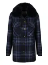 Ava Adore Zion Checked Coat In Blue