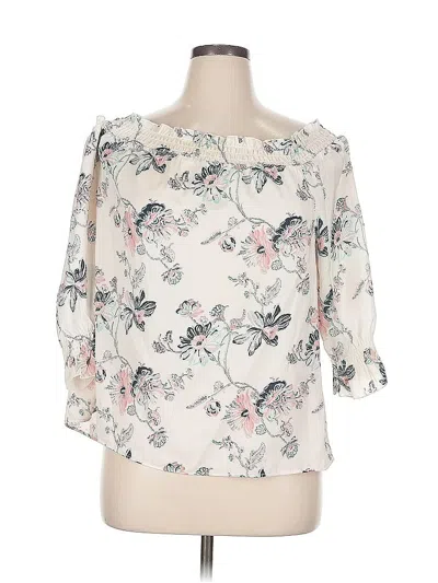 Pre-owned Ava & Aiden 3/4 Sleeve Blouse In White