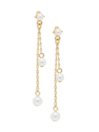 Ava & Aiden Women's 12k Goldplated & Faux Pearl Double Chain Earrings In White