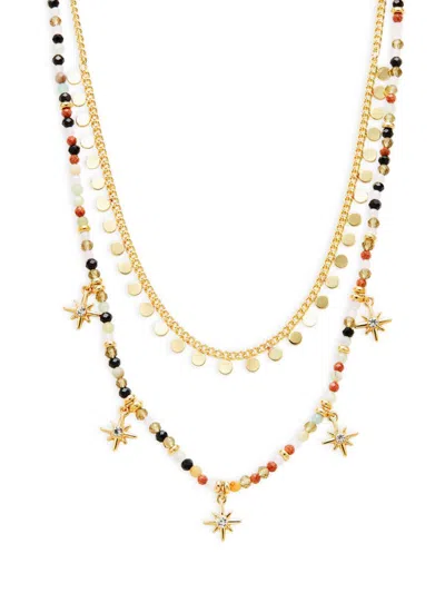 Ava & Aiden Women's 12k Zinc, Iron & Black Onyx 2-piece Necklace Set In Gold