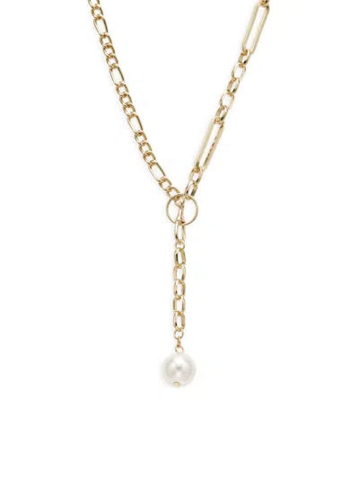 Ava & Aiden Women's 14k Goldplated & 12mm Round Freshwater Pearl Lariat Necklace