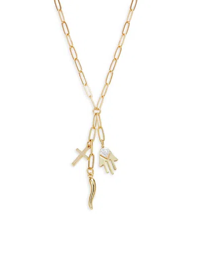 Ava & Aiden Women's 14k Goldplated Cross Hamsa Charm Necklace