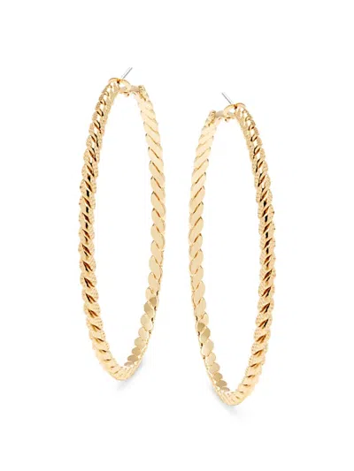 Ava & Aiden Women's 14k Goldplated Textured Hoop Earrings In Neutral