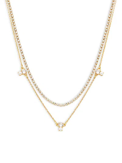 Ava & Aiden Women's 2-piece 12k Goldplated & Cubic Zirconia Chain Necklace Set In Neutral