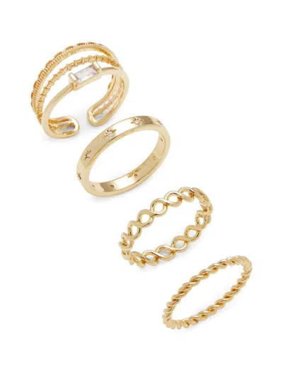 Ava & Aiden Women's 4-piece 24k Goldplated & Cubic Zirconia Ring Set