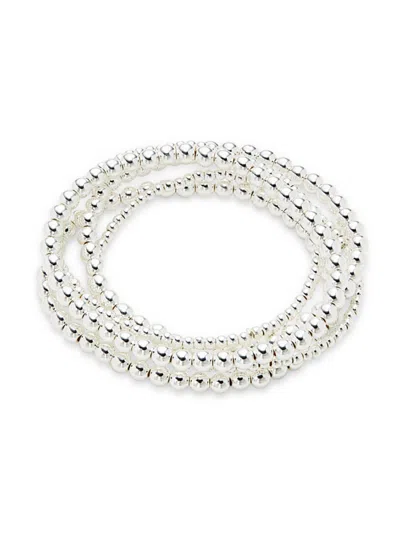 Ava & Aiden Women's 5-piece Silvertone Beaded Bracelets In White