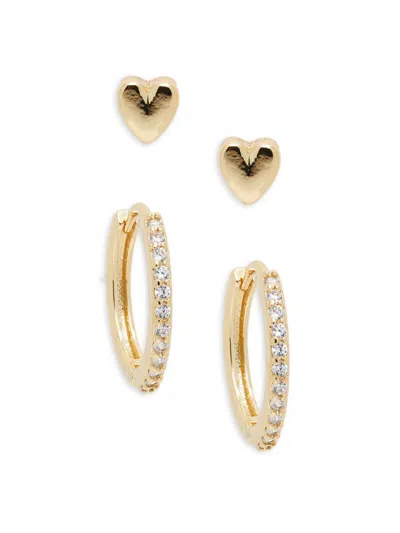Ava & Aiden Women's Set Of 2 12k Goldplated & Cubic Zirconia Hoops & Studs Earrings Set
