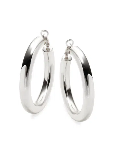 Ava & Aiden Women's Silvertone Plated Medium Hoop Earrings In Metallic